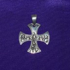 Iron Cross Flames Silver Pendant